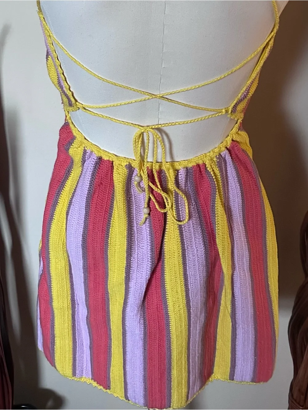 FREE PEOPLE Bali Crochet Popsicle Mini Dress (M) NWT